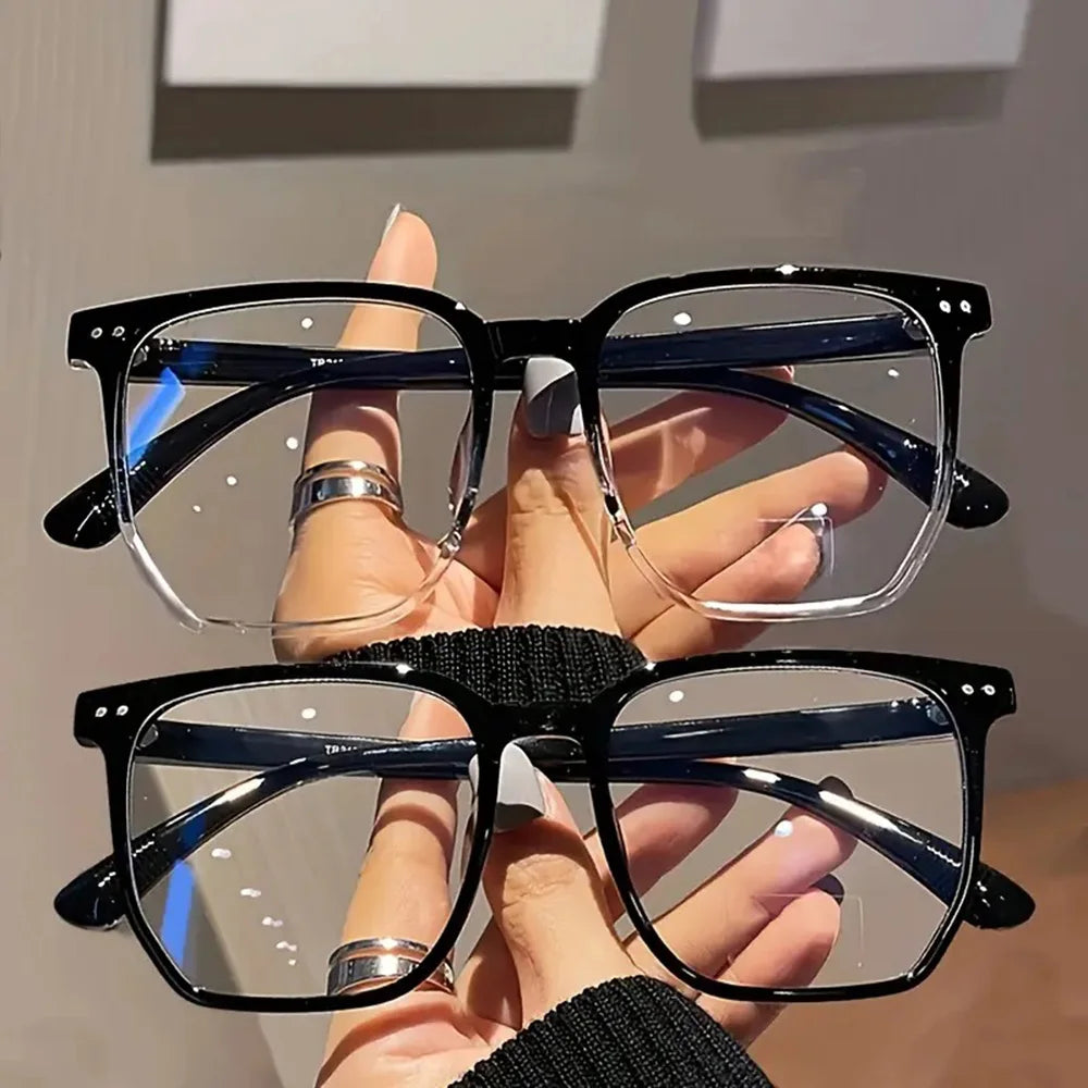 Fashion Black Frame Glasses Square Anti-blue Light Glasses Lightweight H