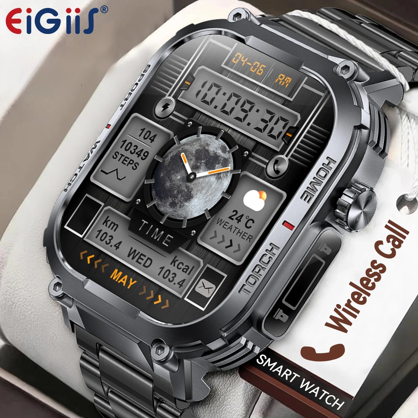 EIGIIS Smart Watch (2024) – 3ATM Waterproof Fitness Tracker with Compass & LED Light