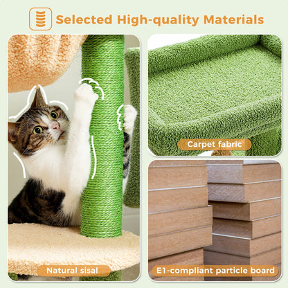90cm Cat Tree with Scratching Post, Dangling Bell Ball,Spacious Top Bed,Cozy Hammock,Private Cat Condo Suitble for Indoor Cats