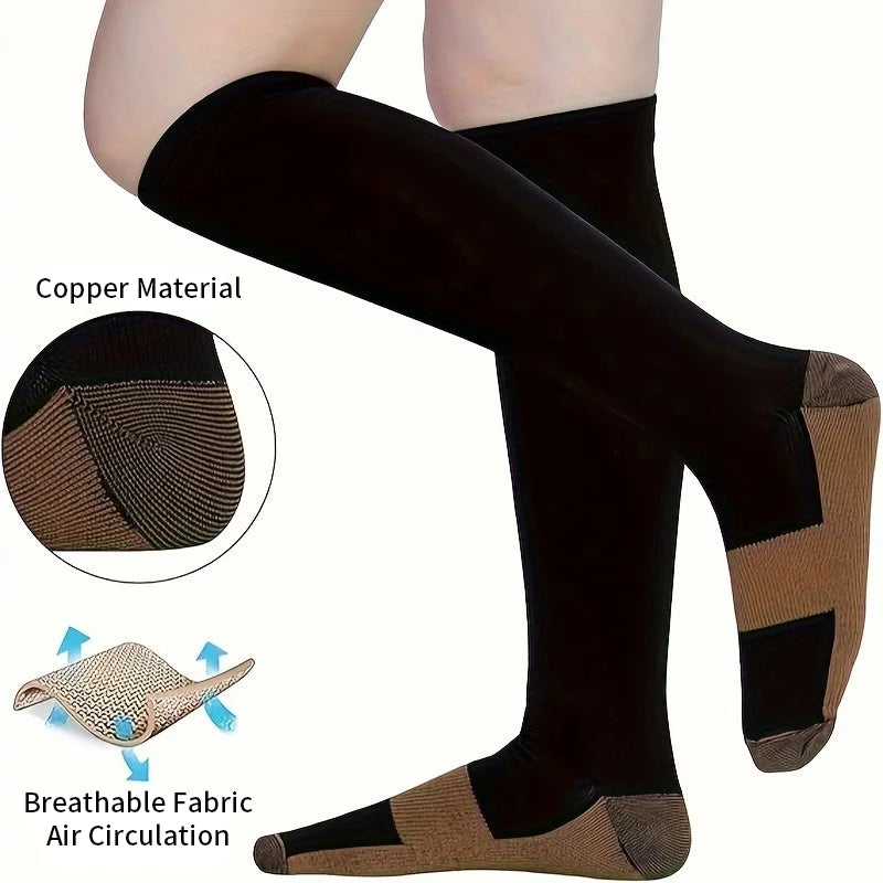 6 pairs copper fiber compression socks for men and women for running and traveling for nurses and pregnant women mid-calf design