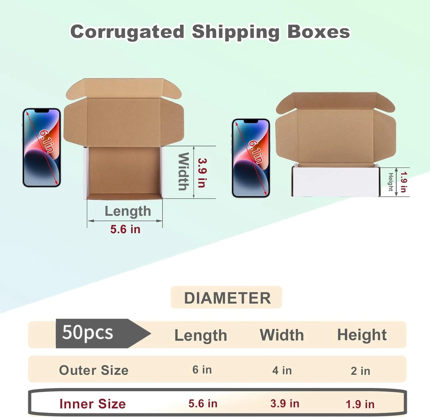 50pcs Corrugated Paper Gift Boxes, 6x4x2 Inch Sturdy Cardboard Packaging,White Small Shipping Boxes for Crafting Gift Mailing