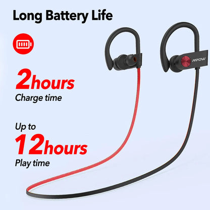 Mpow Flame IPX7 Waterproof Bluetooth Headphones V5.3 Earphone with CVC6.0 Noise Canceling Mic HiFi Stereo Wireless Sport Earbuds