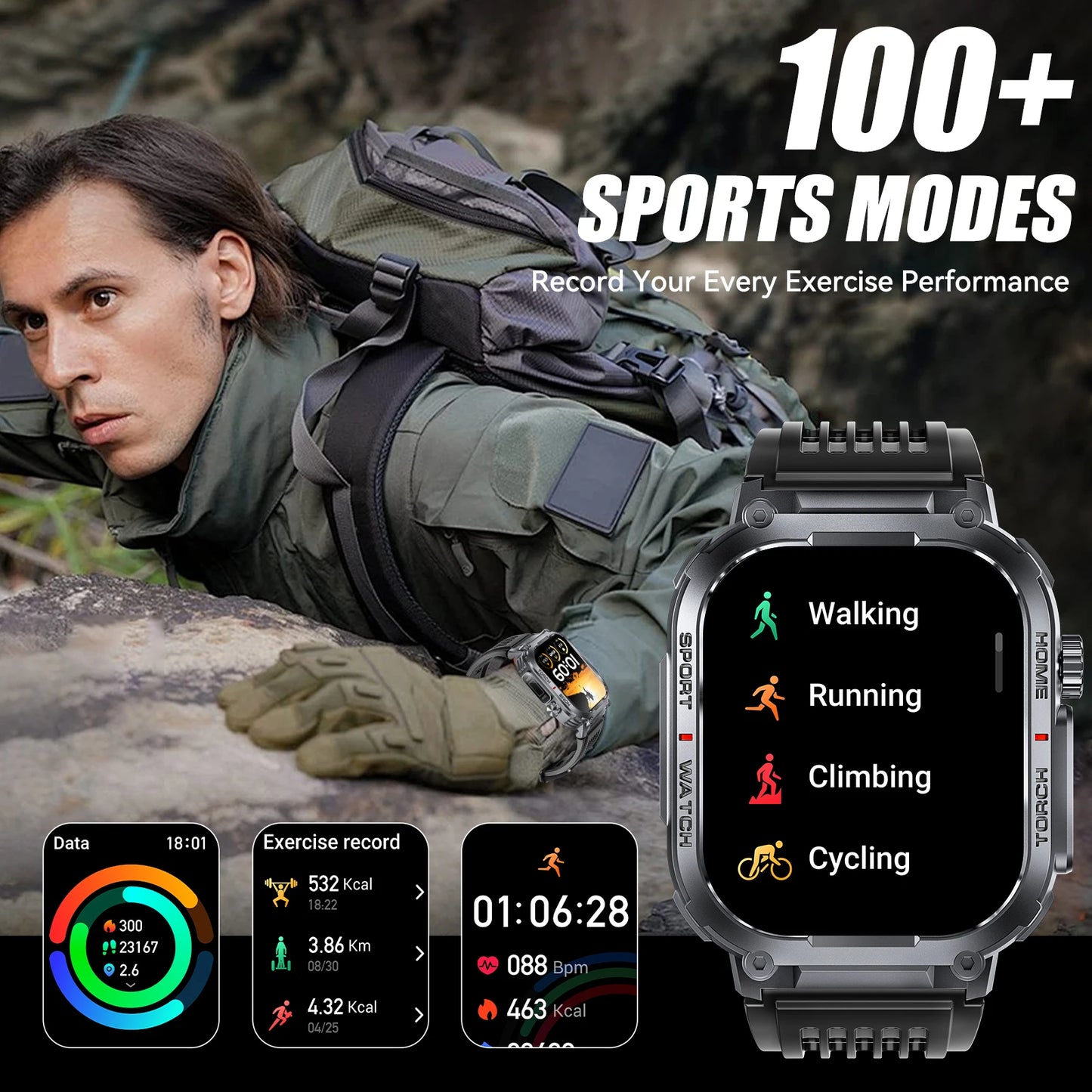 EIGIIS Smart Watch (2024) – 3ATM Waterproof Fitness Tracker with Compass & LED Light