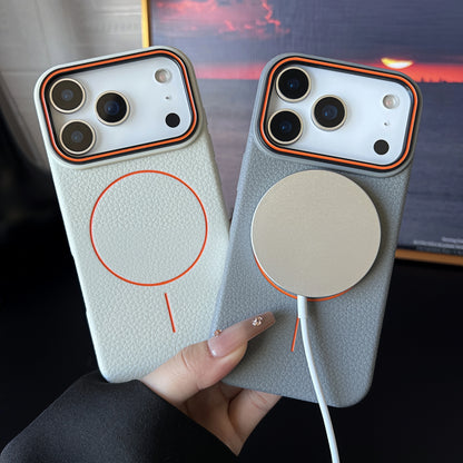 Frosted Hit Color Lichee Pattern Magnetic Phone Case For iPhone 17 Pro Max  For Magsafe TPU Soft Cover