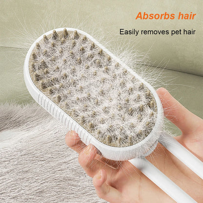 3-in-1 Steam Pet Brush – Electric Spray Grooming Comb (USB Rechargeable)