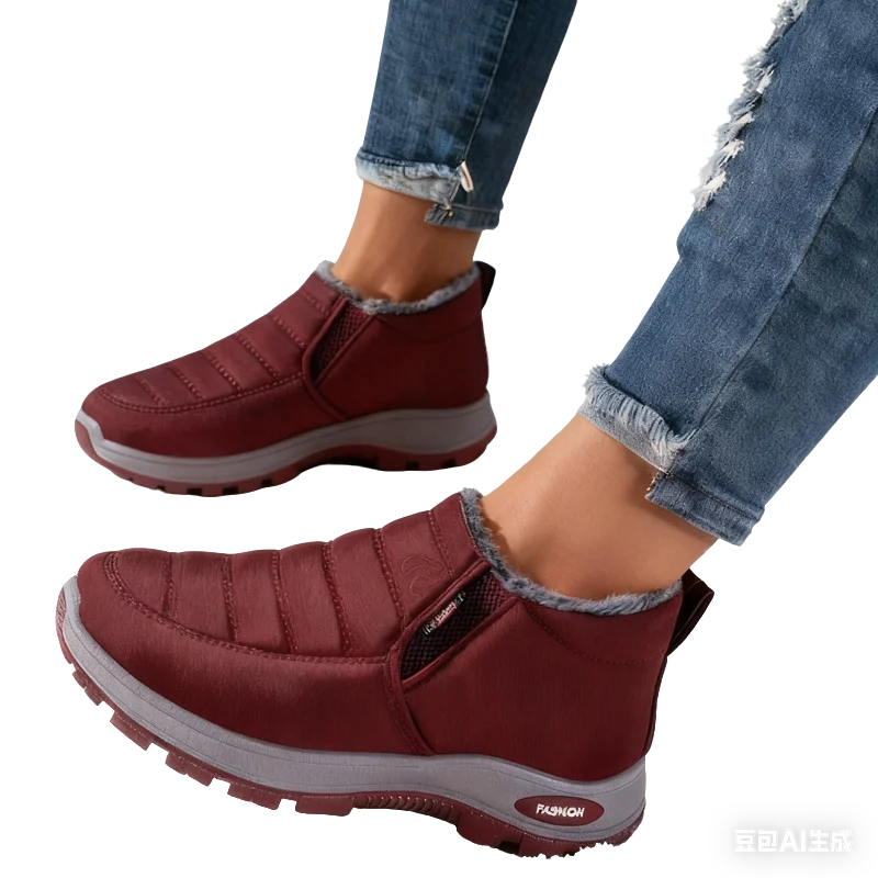 Woman's Waterproof Winter Boots Outdoor Warm Casual Cotton Ankle Boots with Chunky Sole Anti-Slip Wear-Resistant Unisex Shoes