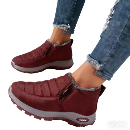 Woman's Waterproof Winter Boots Outdoor Warm Casual Cotton Ankle Boots with Chunky Sole Anti-Slip Wear-Resistant Unisex Shoes