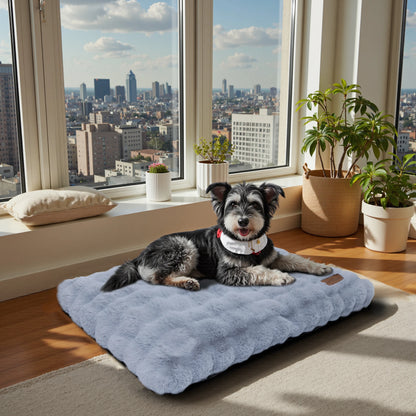Fluffy Dog Crate Bed for Extra Large Dogs, Plush Faux Fur Crate Pad, Calming Anti Anxiety Dog Bed, Washable Soft Warm Crate
