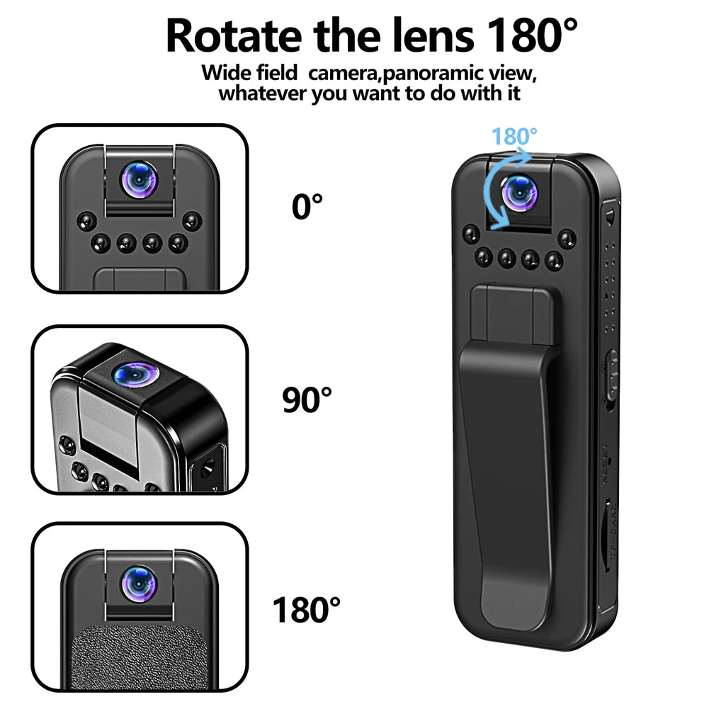 HD 1080P Miniature Camcorder Small Body Camera Police Body Cam with Back Clip Infrared Night Vision Video Surveillance Camcorder