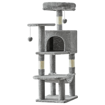 JHK 44In Cat Tree Tall Multi-Cat Climbing Tower for Pet Furniture Natural Sisal Scratching Posts Stable Pet House for Indoor Cat