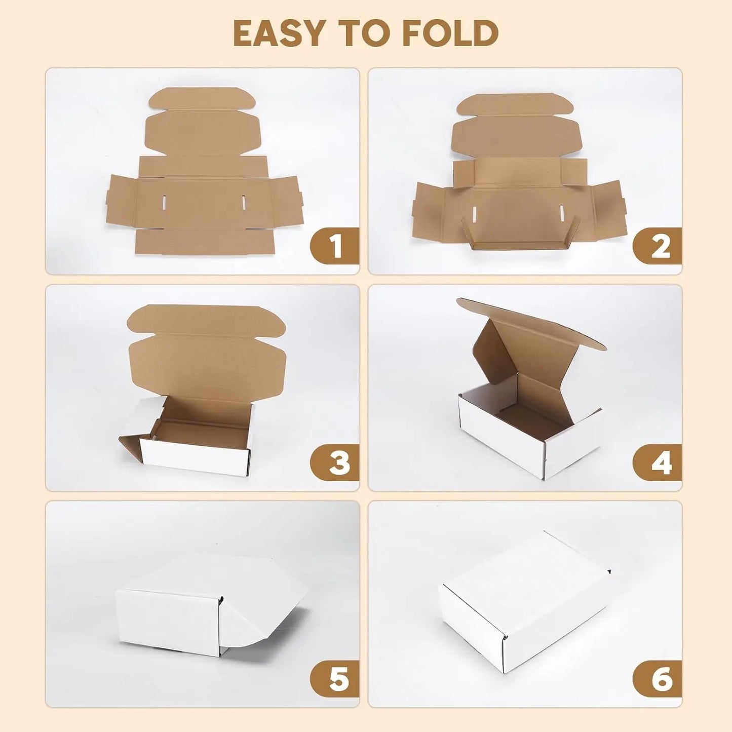 50pcs Corrugated Paper Gift Boxes, 6x4x2 Inch Sturdy Cardboard Packaging,White Small Shipping Boxes for Crafting Gift Mailing