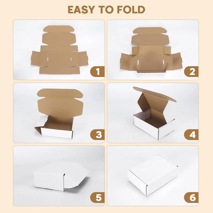 50pcs Corrugated Paper Gift Boxes, 6x4x2 Inch Sturdy Cardboard Packaging,White Small Shipping Boxes for Crafting Gift Mailing