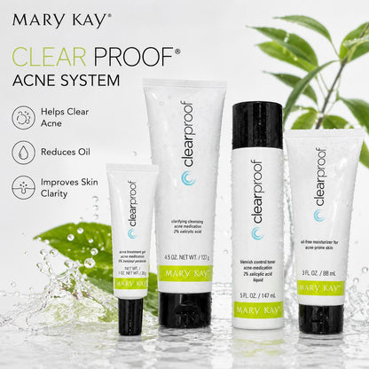 Mary Kay Clearproof Acne System Skincare Set - Niacinamide-Rich Blemish Spot Treatment Cream, Salicylic Acid & Benzoyl Peroxide, 250G Pore-Clearing Moisturizer for Acne-Prone Skin