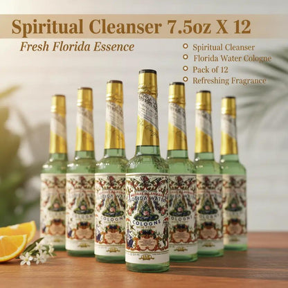 Unisex Traditional Florida Water Cologne Multi-Pack - 12 x 7.5 oz (221 mL) Colored Bottles, Alcohol-Containing, 24 Months Shelf Life, Spiritual Cleansing, Aromatherapy, Refreshing, Adult-Targeted Fragrance