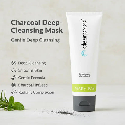 Unisex Gentle Deep-Cleaning Clay Mask - Activated Charcoal, Kaolin & Bentonite Clays, Honeysuckle & Navy Bean Extracts, Peppermint & Rosemary, Pore Cleansing for Smoother Skin, Non-Toxic Dirt Removal Charcoal Mask, Single Item