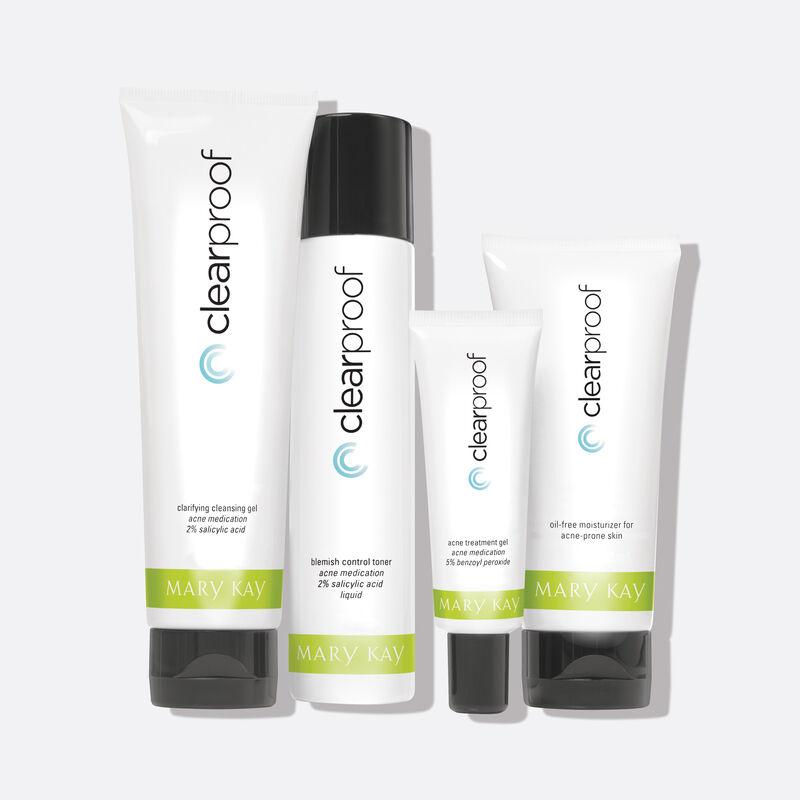 Mary Kay Clearproof Acne System Skincare Set - Niacinamide-Rich Blemish Spot Treatment Cream, Salicylic Acid & Benzoyl Peroxide, 250G Pore-Clearing Moisturizer for Acne-Prone Skin