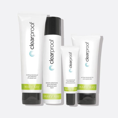 Mary Kay Clearproof Acne System Skincare Set - Niacinamide-Rich Blemish Spot Treatment Cream, Salicylic Acid & Benzoyl Peroxide, 250G Pore-Clearing Moisturizer for Acne-Prone Skin